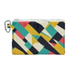 Geometric Pattern Retro Colorful Abstract Canvas Cosmetic Bag (Medium)