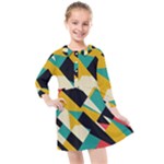 Geometric Pattern Retro Colorful Abstract Kids  Quarter Sleeve Shirt Dress