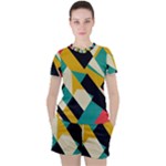Geometric Pattern Retro Colorful Abstract Women s T-Shirt and Shorts Set