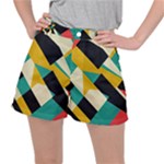 Geometric Pattern Retro Colorful Abstract Women s Ripstop Shorts