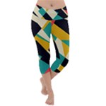Geometric Pattern Retro Colorful Abstract Lightweight Velour Capri Yoga Leggings