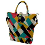 Geometric Pattern Retro Colorful Abstract Buckle Top Tote Bag