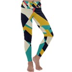 Geometric Pattern Retro Colorful Abstract Kids  Lightweight Velour Classic Yoga Leggings