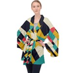 Geometric Pattern Retro Colorful Abstract Long Sleeve Velvet Kimono 