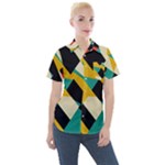 Geometric Pattern Retro Colorful Abstract Women s Short Sleeve Pocket Shirt