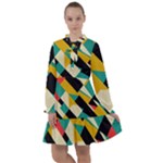 Geometric Pattern Retro Colorful Abstract All Frills Chiffon Dress