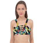 Geometric Pattern Retro Colorful Abstract Cage Up Bikini Top