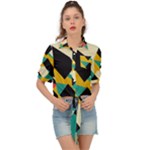 Geometric Pattern Retro Colorful Abstract Tie Front Shirt 