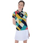 Geometric Pattern Retro Colorful Abstract Women s Polo T-Shirt