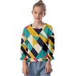 Geometric Pattern Retro Colorful Abstract Kids  Cuff Sleeve Top