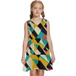 Geometric Pattern Retro Colorful Abstract Kids  Sleeveless Tiered Mini Dress
