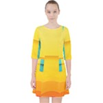 Colorful Rainbow Pattern Digital Art Abstract Minimalist Minimalism Quarter Sleeve Pocket Dress