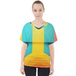 Colorful Rainbow Pattern Digital Art Abstract Minimalist Minimalism V-Neck Dolman Drape Top