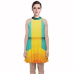 Colorful Rainbow Pattern Digital Art Abstract Minimalist Minimalism Velvet Halter Neckline Dress 