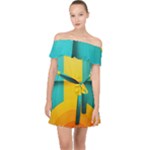 Colorful Rainbow Pattern Digital Art Abstract Minimalist Minimalism Off Shoulder Chiffon Dress