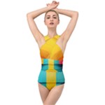 Colorful Rainbow Pattern Digital Art Abstract Minimalist Minimalism Cross Front Low Back Swimsuit