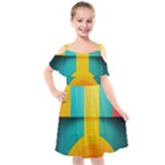 Colorful Rainbow Pattern Digital Art Abstract Minimalist Minimalism Kids  Cut Out Shoulders Chiffon Dress