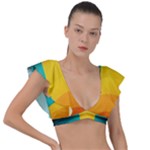 Colorful Rainbow Pattern Digital Art Abstract Minimalist Minimalism Plunge Frill Sleeve Bikini Top