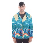 Waves Ocean Sea Abstract Whimsical Abstract Art Pattern Abstract Pattern Water Nature Moon Full Moon Men s Hooded Windbreaker
