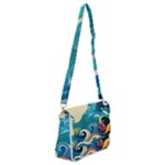 Waves Ocean Sea Abstract Whimsical Abstract Art Pattern Abstract Pattern Water Nature Moon Full Moon Shoulder Bag with Back Zipper