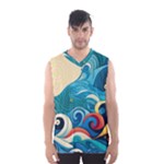 Waves Ocean Sea Abstract Whimsical Abstract Art Pattern Abstract Pattern Water Nature Moon Full Moon Men s Basketball Tank Top