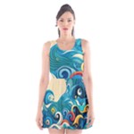 Waves Ocean Sea Abstract Whimsical Abstract Art Pattern Abstract Pattern Water Nature Moon Full Moon Scoop Neck Skater Dress