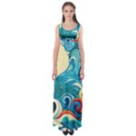 Waves Ocean Sea Abstract Whimsical Abstract Art Pattern Abstract Pattern Water Nature Moon Full Moon Empire Waist Maxi Dress