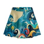 Waves Ocean Sea Abstract Whimsical Abstract Art Pattern Abstract Pattern Water Nature Moon Full Moon Mini Flare Skirt