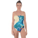 Waves Ocean Sea Abstract Whimsical Abstract Art Pattern Abstract Pattern Water Nature Moon Full Moon Tie Back One Piece Swimsuit