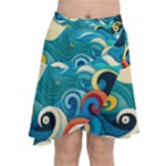 Waves Ocean Sea Abstract Whimsical Abstract Art Pattern Abstract Pattern Water Nature Moon Full Moon Chiffon Wrap Front Skirt