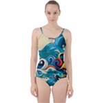 Waves Ocean Sea Abstract Whimsical Abstract Art Pattern Abstract Pattern Water Nature Moon Full Moon Cut Out Top Tankini Set