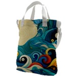 Waves Ocean Sea Abstract Whimsical Abstract Art Pattern Abstract Pattern Water Nature Moon Full Moon Canvas Messenger Bag