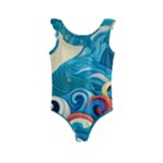 Waves Ocean Sea Abstract Whimsical Abstract Art Pattern Abstract Pattern Water Nature Moon Full Moon Kids  Frill Swimsuit