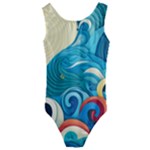 Waves Ocean Sea Abstract Whimsical Abstract Art Pattern Abstract Pattern Water Nature Moon Full Moon Kids  Cut-Out Back One Piece Swimsuit