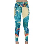 Waves Ocean Sea Abstract Whimsical Abstract Art Pattern Abstract Pattern Water Nature Moon Full Moon Lightweight Velour Classic Yoga Leggings