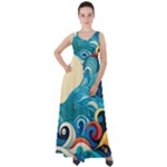 Waves Ocean Sea Abstract Whimsical Abstract Art Pattern Abstract Pattern Water Nature Moon Full Moon Empire Waist Velour Maxi Dress