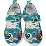 Waves Ocean Sea Abstract Whimsical Abstract Art Pattern Abstract Pattern Water Nature Moon Full Moon Kids  Velcro Strap Shoes