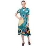 Waves Ocean Sea Abstract Whimsical Abstract Art Pattern Abstract Pattern Water Nature Moon Full Moon Keyhole Neckline Chiffon Dress