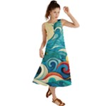Waves Ocean Sea Abstract Whimsical Abstract Art Pattern Abstract Pattern Water Nature Moon Full Moon Summer Maxi Dress