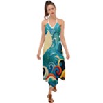Waves Ocean Sea Abstract Whimsical Abstract Art Pattern Abstract Pattern Water Nature Moon Full Moon Halter Tie Back Dress 
