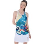 Waves Ocean Sea Abstract Whimsical Abstract Art Pattern Abstract Pattern Water Nature Moon Full Moon Racer Back Mesh Tank Top