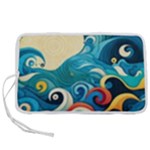 Waves Ocean Sea Abstract Whimsical Abstract Art Pattern Abstract Pattern Water Nature Moon Full Moon Pen Storage Case (M)