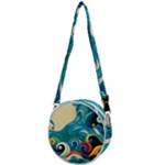 Waves Ocean Sea Abstract Whimsical Abstract Art Pattern Abstract Pattern Water Nature Moon Full Moon Crossbody Circle Bag