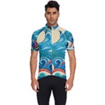Waves Ocean Sea Abstract Whimsical Abstract Art Pattern Abstract Pattern Water Nature Moon Full Moon Men s Short Sleeve Cycling Jersey