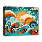 Waves Ocean Sea Abstract Whimsical Abstract Art Pattern Abstract Pattern Nature Water Seascape Deluxe Canvas 20  x 16  (Stretched)