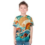Waves Ocean Sea Abstract Whimsical Abstract Art Pattern Abstract Pattern Nature Water Seascape Kids  Cotton T-Shirt