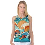 Waves Ocean Sea Abstract Whimsical Abstract Art Pattern Abstract Pattern Nature Water Seascape Women s Basketball Tank Top