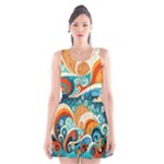Waves Ocean Sea Abstract Whimsical Abstract Art Pattern Abstract Pattern Nature Water Seascape Scoop Neck Skater Dress
