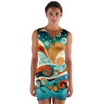 Waves Ocean Sea Abstract Whimsical Abstract Art Pattern Abstract Pattern Nature Water Seascape Wrap Front Bodycon Dress