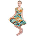 Waves Ocean Sea Abstract Whimsical Abstract Art Pattern Abstract Pattern Nature Water Seascape Kids  Short Sleeve Dress